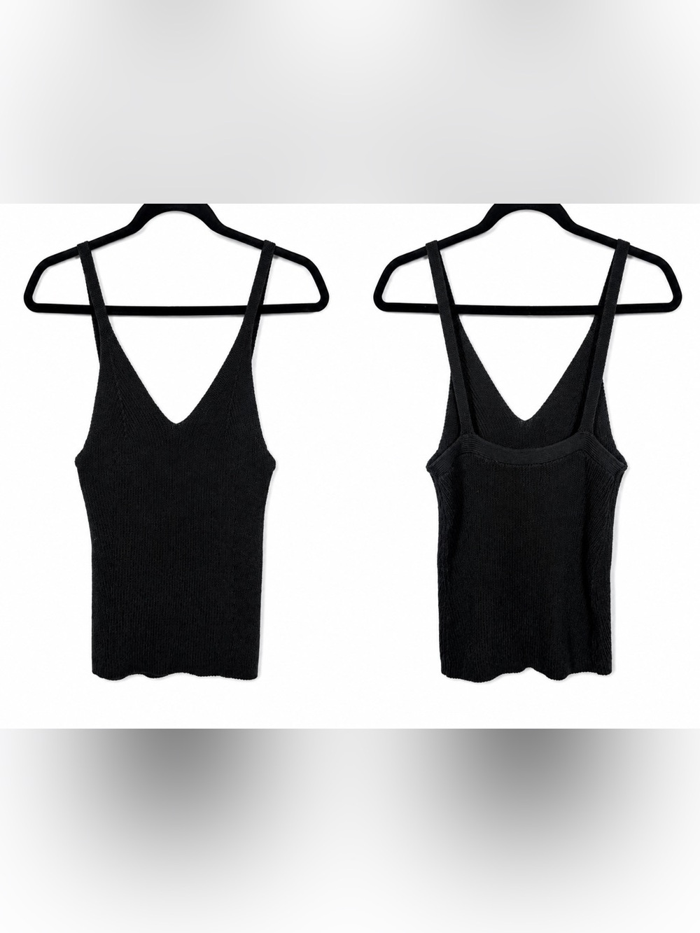 Maeve by Anthropologie Black Ribbed Knit V Neck Sweater Tank Top Small